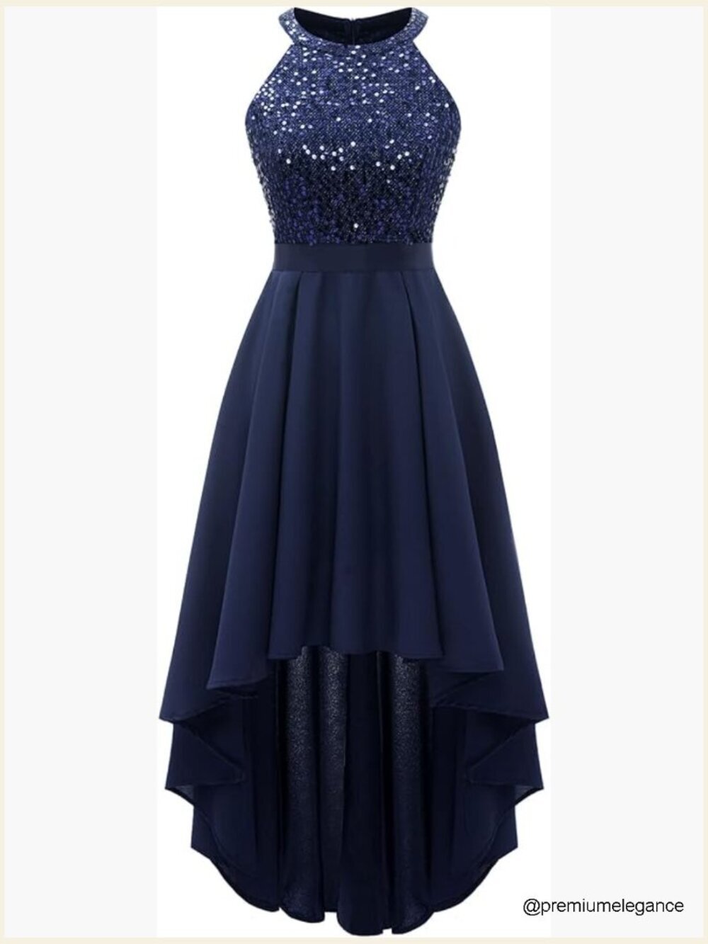 Sequin Halter Hi-Lo Cocktail Prom Dress Sparkly Homecoming Guest